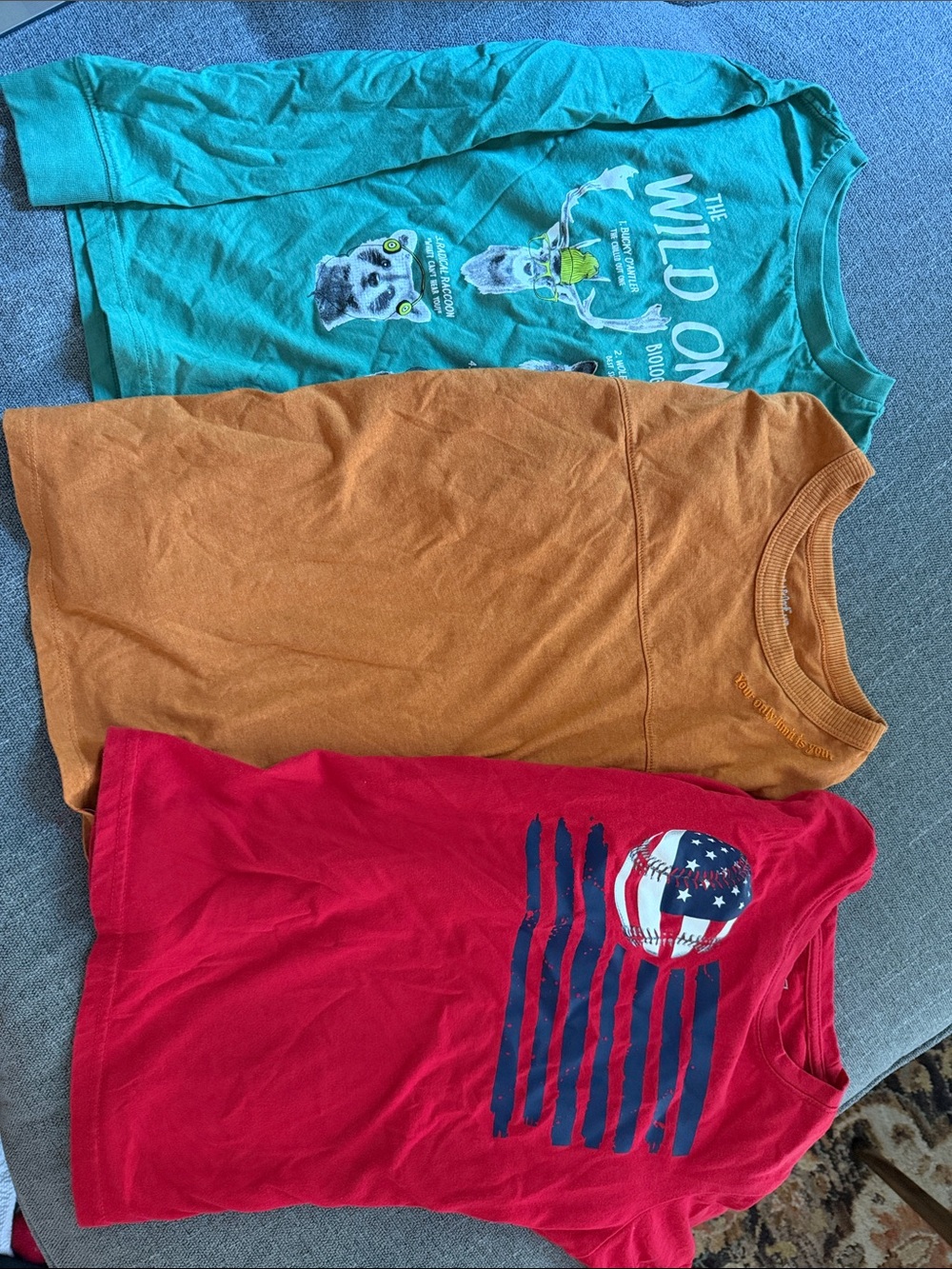 Cat & Jack Kids' Short-Sleeve Tees 3-Pack — Teal, Orange & Red